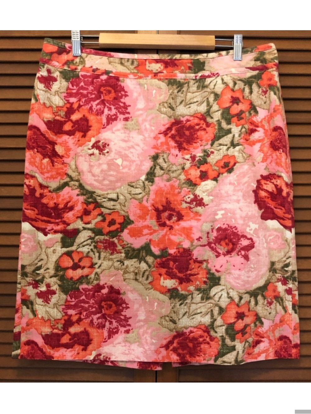 Talbots watercolor floral pencil skirt 16 pink